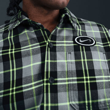 Nike SB Koston Long Sleeve Flannel Shirt - Dark Smoke Grey/Volt