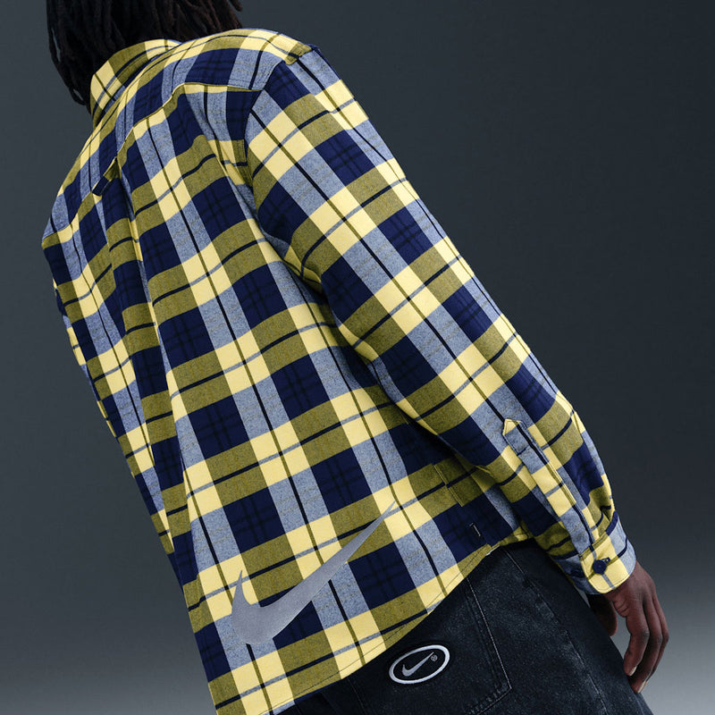 Nike SB Koston Long Sleeve Flannel Shirt - Midnight Navy/Speed Yellow