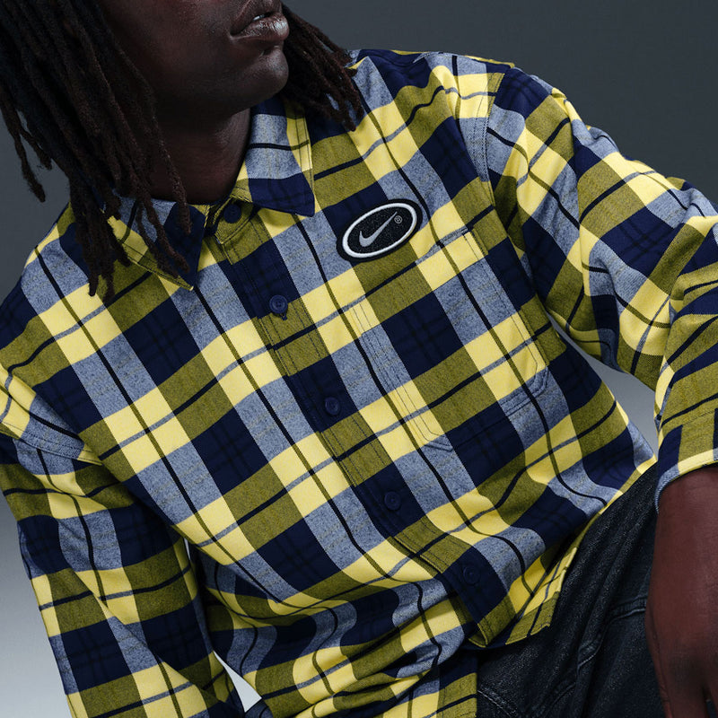 Nike SB Koston Long Sleeve Flannel Shirt - Midnight Navy/Speed Yellow