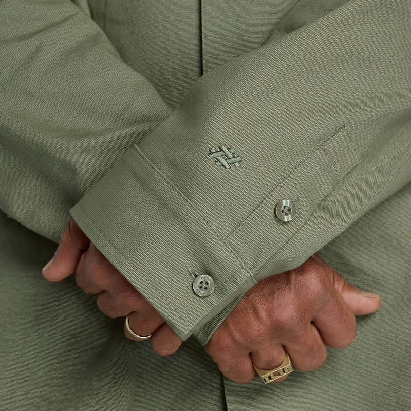 New Balance Numeric Button Up Long Sleeve Shirt - Dark Olive