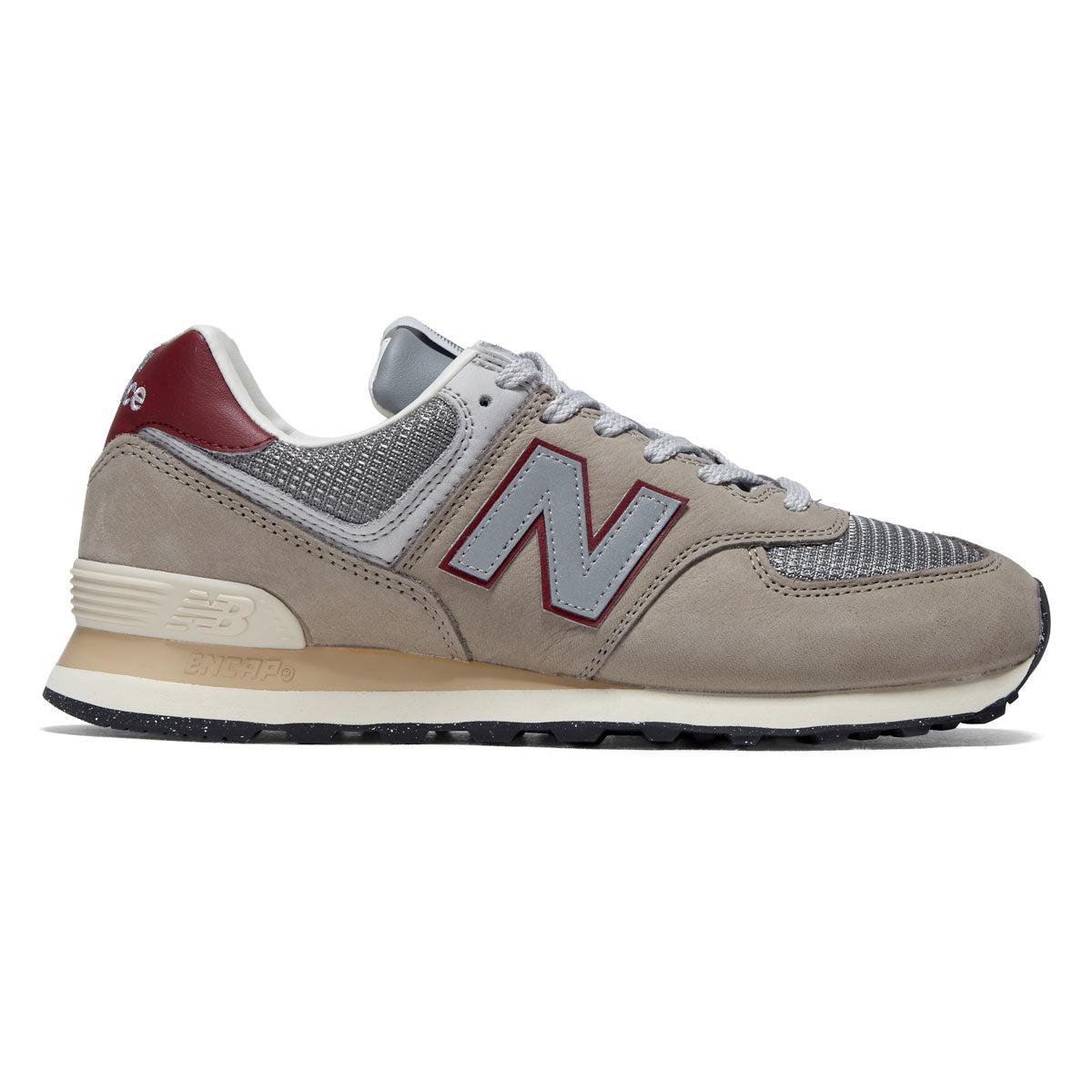 New Balance 574 Shoes - Arid Stone/Monarch Burgundy – CCS