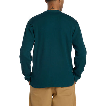 New Balance Numeric Waffle Knit Long Sleeve Henley Shirt - Medusa Green