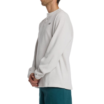 New Balance Numeric Waffle Knit Long Sleeve Henley Shirt - Grey Matter
