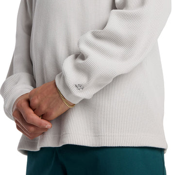 New Balance Numeric Waffle Knit Long Sleeve Henley Shirt - Grey Matter