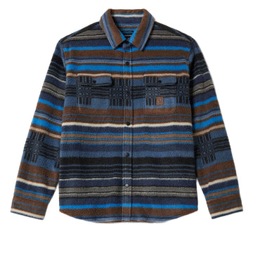 Brixton Bowery Long Sleeve Arctic Stretch Fleece Shirt - Mood Indigo Blanket Stripe