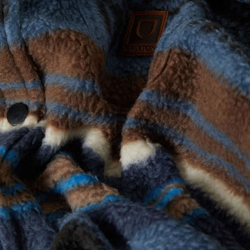 Brixton Bowery Long Sleeve Arctic Stretch Fleece Shirt - Mood Indigo Blanket Stripe