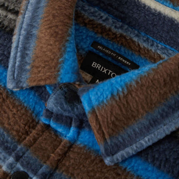 Brixton Bowery Long Sleeve Arctic Stretch Fleece Shirt - Mood Indigo Blanket Stripe