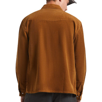 Brixton New West Relaxed Long Sleeve Over Shirt - Washed Copper Corduroy
