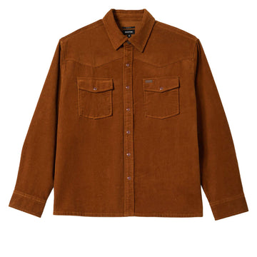 Brixton New West Relaxed Long Sleeve Over Shirt - Washed Copper Corduroy