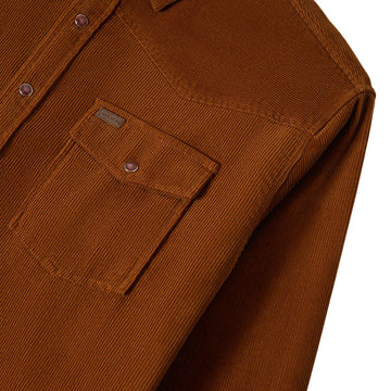 Brixton New West Relaxed Long Sleeve Over Shirt - Washed Copper Corduroy