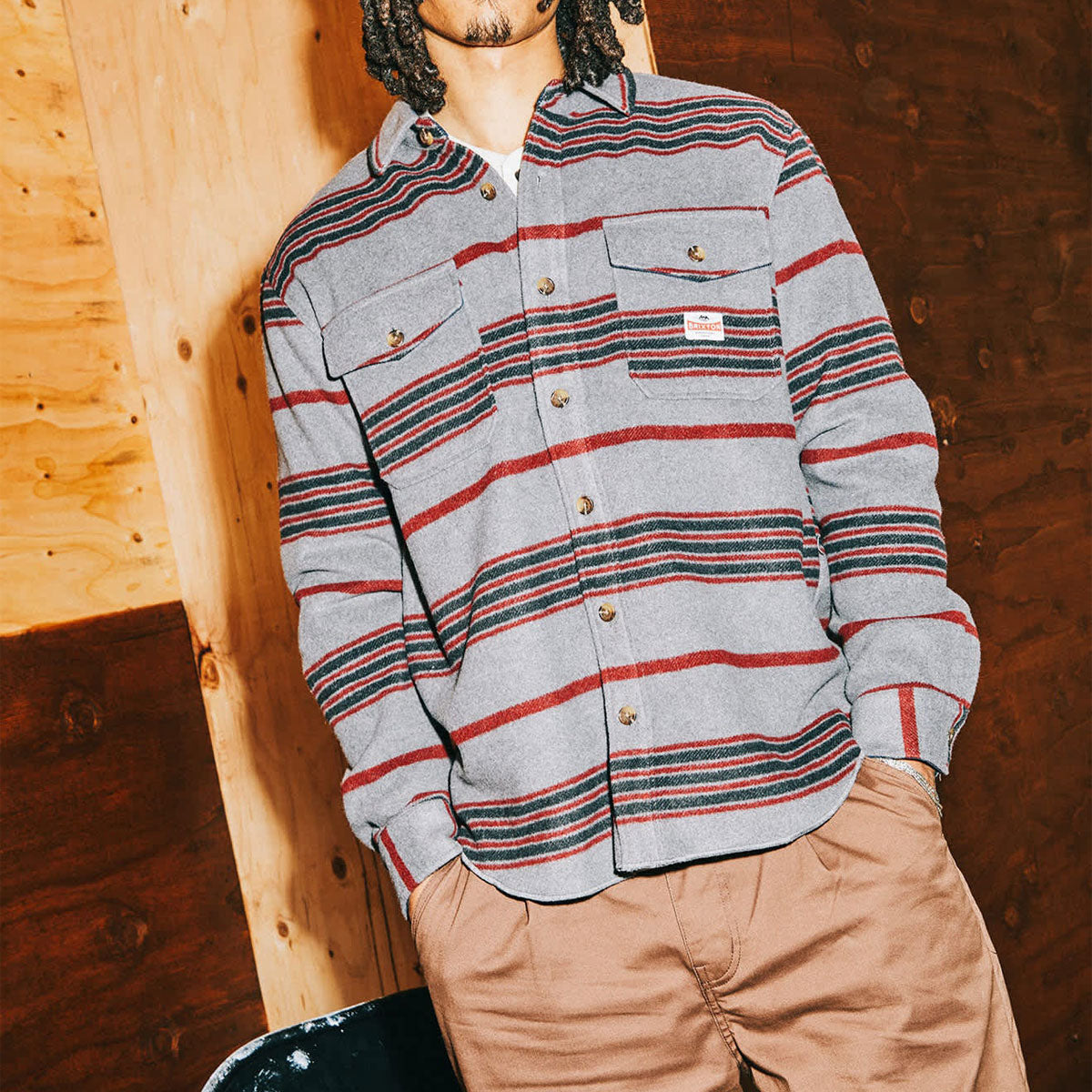 Brixton Altered Threads Long Sleeve Over Shirt - Multi Blanket Stripe image 6