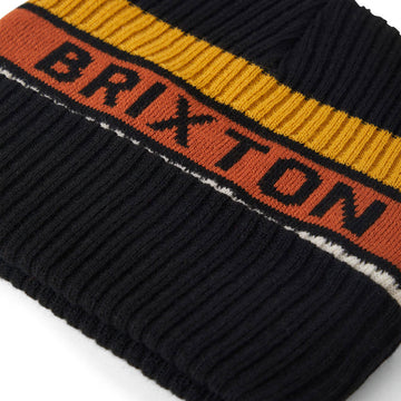 Brixton Rainier Striped Beanie - Black/Yellow/Orange