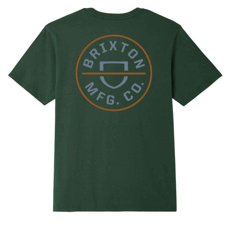 Brixton Crest II T-Shirt - Forest Green/Rust/Grey Blue