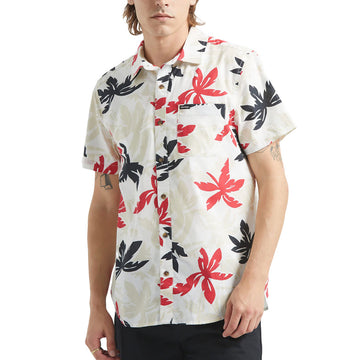 Brixton Charter Print Shirt - Off White/Black/Red Palm Floral