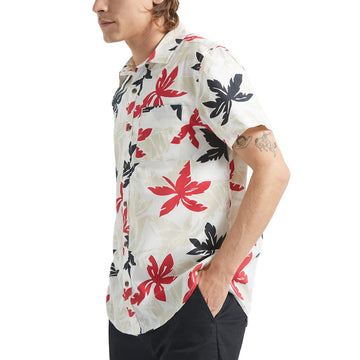 Brixton Charter Print Shirt - Off White/Black/Red Palm Floral