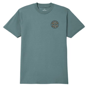 Brixton Crest II T-Shirt - Ocean Breeze/Black/Rust
