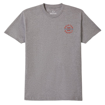 Brixton Oath V T-Shirt - Heather Grey/Lava Red/Midnight Blue