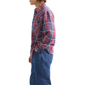Brixton Waylon Lightweight Long Sleeve Over Shirt - Denim Plaid