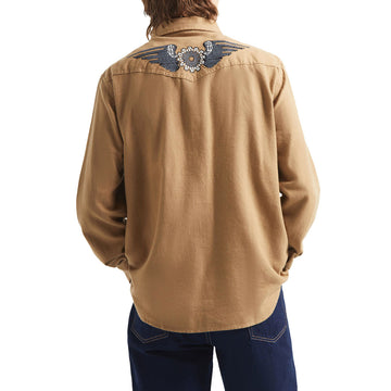 Brixton Waylon Lightweight Long Sleeve Over Shirt - Khaki