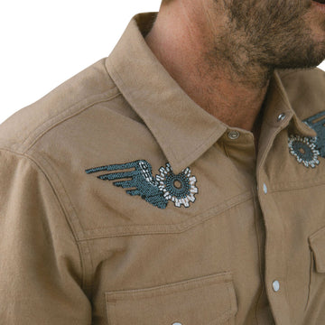 Brixton Waylon Lightweight Long Sleeve Over Shirt - Khaki