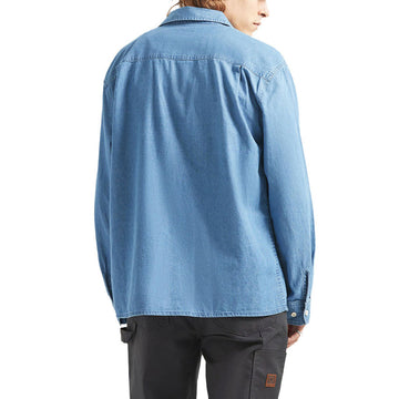 Brixton Waylon Lightweight Long Sleeve Over Shirt - Med Wash Chambrey
