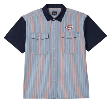 Brixton Builders Olson Shirt - Blue Aura Stripe