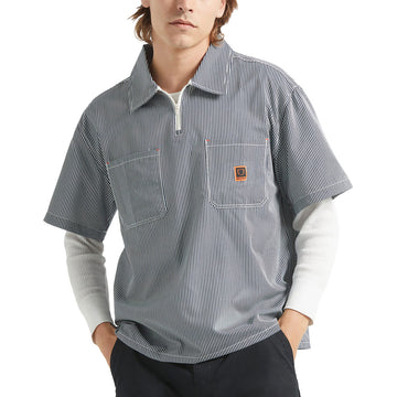 Brixton Journey Lightweight Shirt - Navy/White Stripe