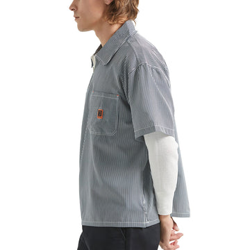 Brixton Journey Lightweight Shirt - Navy/White Stripe