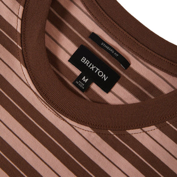 Brixton Nova Stripe Pocket T-Shirt - Pinecone Brown/Silver Pink Worn Wash