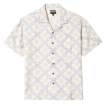 Brixton Bunker Slub Shirt - Off White/Blue Tile