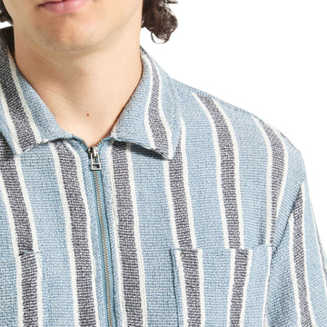 Brixton The Dexter Textured Stripe Shirt - Black/Dusty Blue