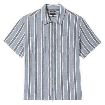Brixton The Dexter Textured Stripe Shirt - Black/Dusty Blue