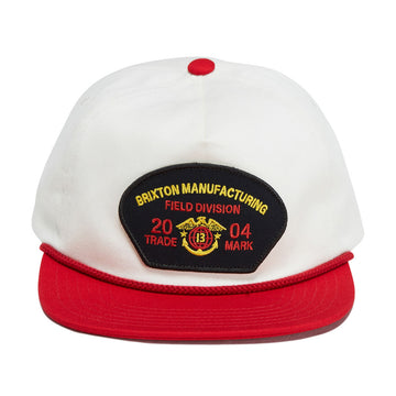 Brixton Division Np Mp Snapback Hat - Off White/Red