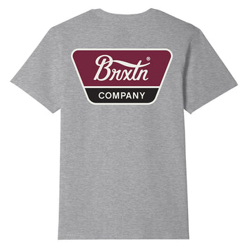 Brixton Linwood T-Shirt - Heather Grey/Off White/Red Mahogany