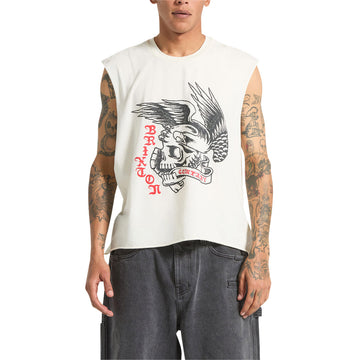 Brixton Wolcott Worn In Boxy Muscle Tank Top - Off White