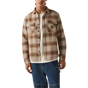 Brixton Bowery Heavyweight Flannel Shirt - Pinecone Brown/Whitecap