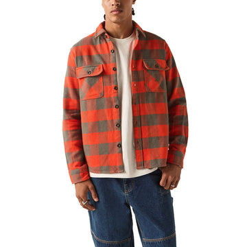 Brixton Bowery Heavyweight Flannel Shirt - Washed Red/Grey