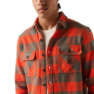 Brixton Bowery Heavyweight Flannel Shirt - Washed Red/Grey