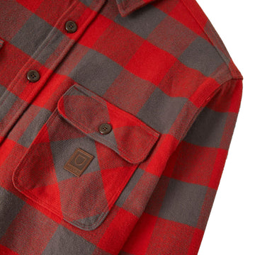 Brixton Bowery Heavyweight Flannel Shirt - Washed Red/Grey