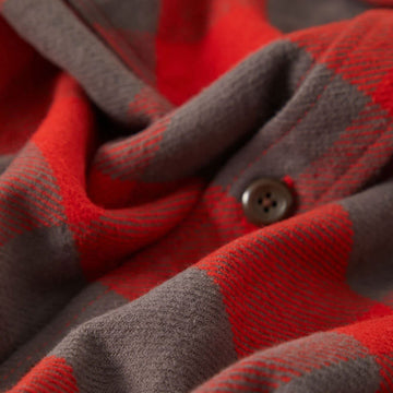 Brixton Bowery Heavyweight Flannel Shirt - Washed Red/Grey