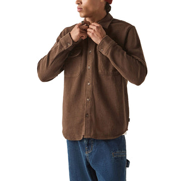 Brixton Bowery Textured Twill Over Shirt - Walnut Brown