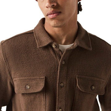 Brixton Bowery Textured Twill Over Shirt - Walnut Brown