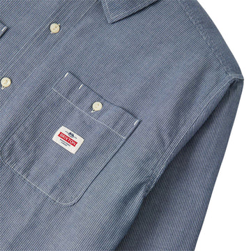 Brixton Trademark Long Sleeve Woven Shirt - Blue Chambray Micro Stripe
