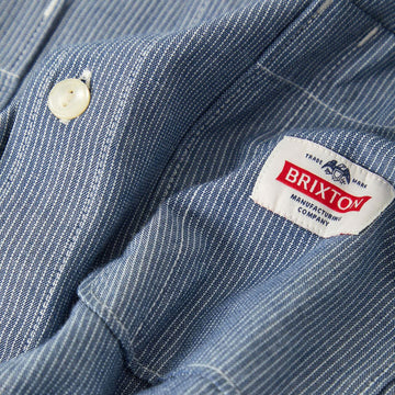 Brixton Trademark Long Sleeve Woven Shirt - Blue Chambray Micro Stripe