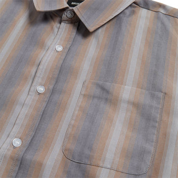 Brixton Cru Shirt - Charcoal Shadow Stripe