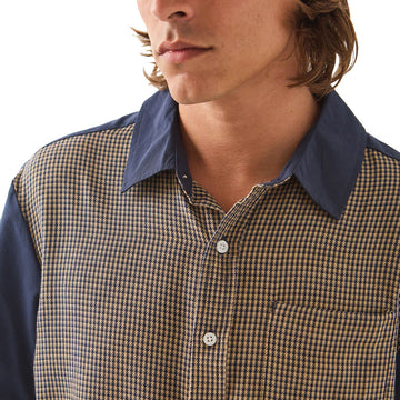 Brixton Cru Woven Shirt - Classic Navy Color Blocked
