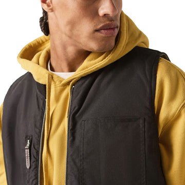 Brixton Builders Abraham Rev Vest Jacket - Black/Olive Surplus
