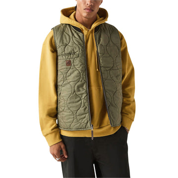 Brixton Builders Abraham Rev Vest Jacket - Black/Olive Surplus