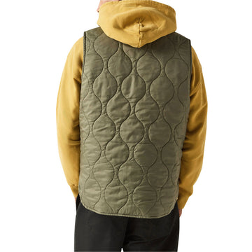 Brixton Builders Abraham Rev Vest Jacket - Black/Olive Surplus
