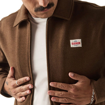 Brixton Trademark Zip Flannel Jacket - Heathered Brown